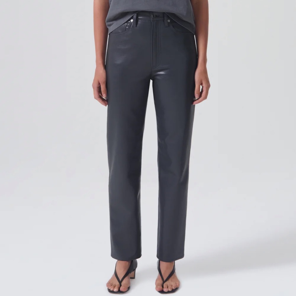 AGOLDE RECYCLED LEATHER 90'S PINCH WAIST - SHADOW (26)